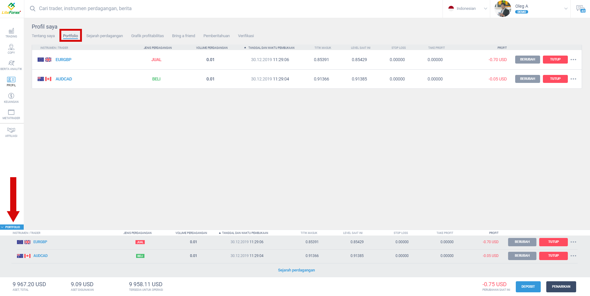 LiteFinance: 3. Review Profil Klien setelah pendaftaran