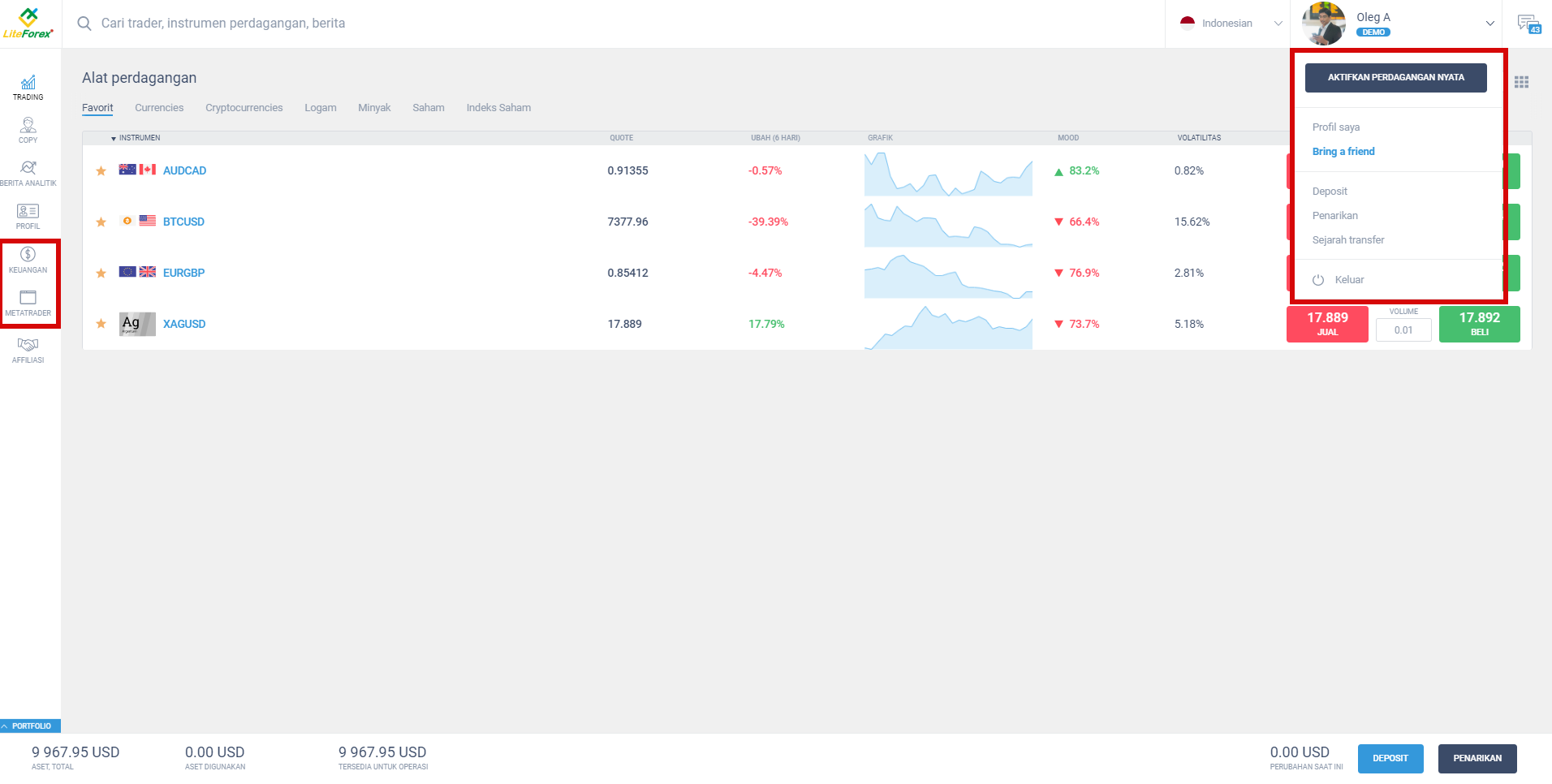 LiteFinance: 3. Review Profil Klien setelah pendaftaran