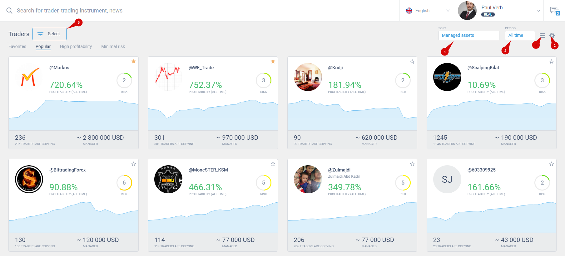 LiteFinance: 2. Kopyalamak için bir işlemci seçin