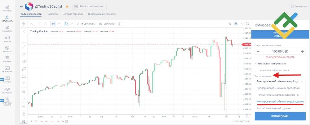 LiteFinance: Параметры копирования