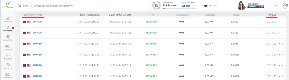 LiteFinance: Торговля