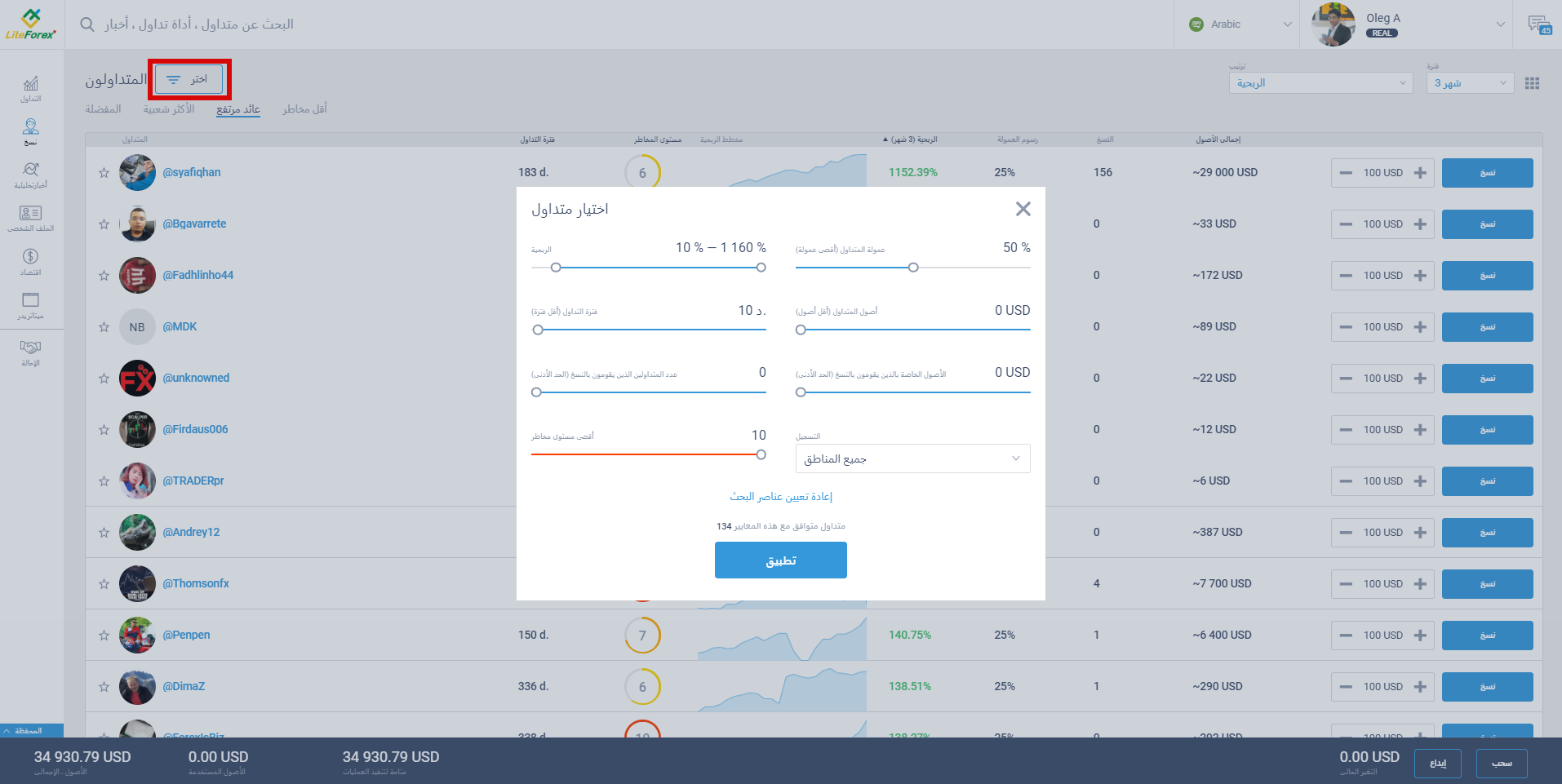 LiteFinance: 4 التداول الإجتماعى