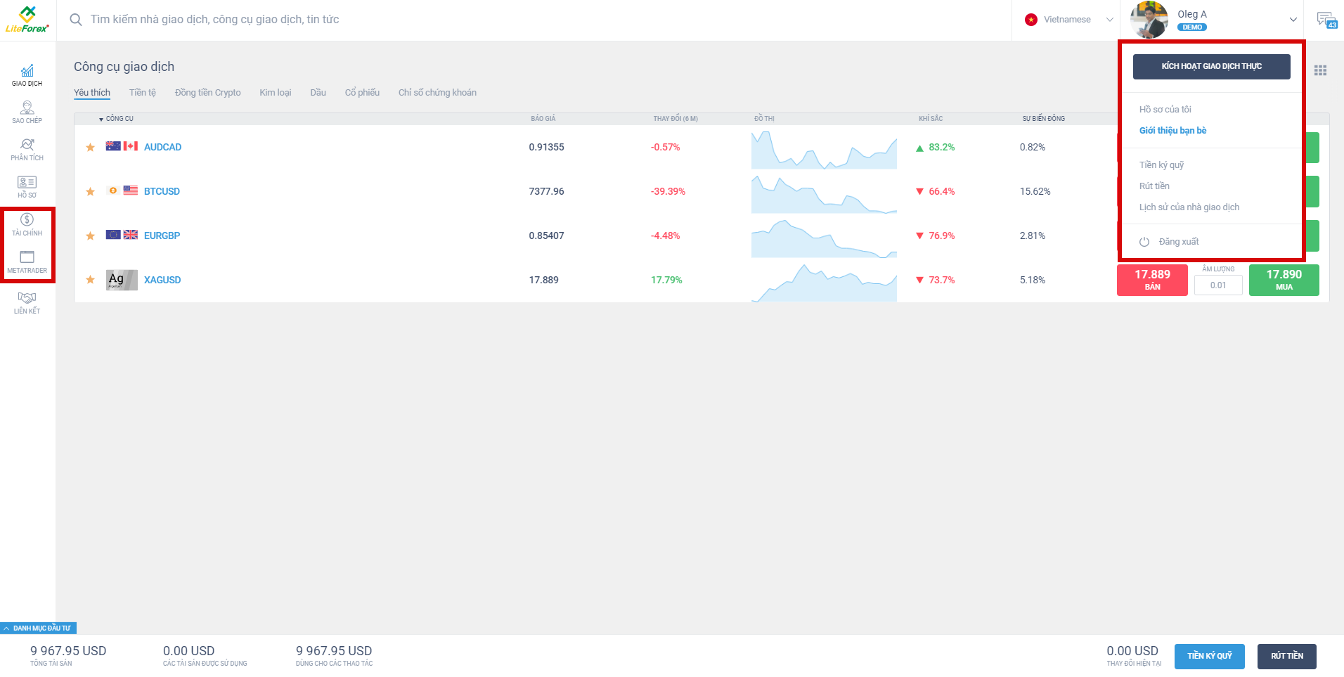 LiteFinance: 3. Xem xét hồ sơ giao dịch khách hàng sau khi đăng ký