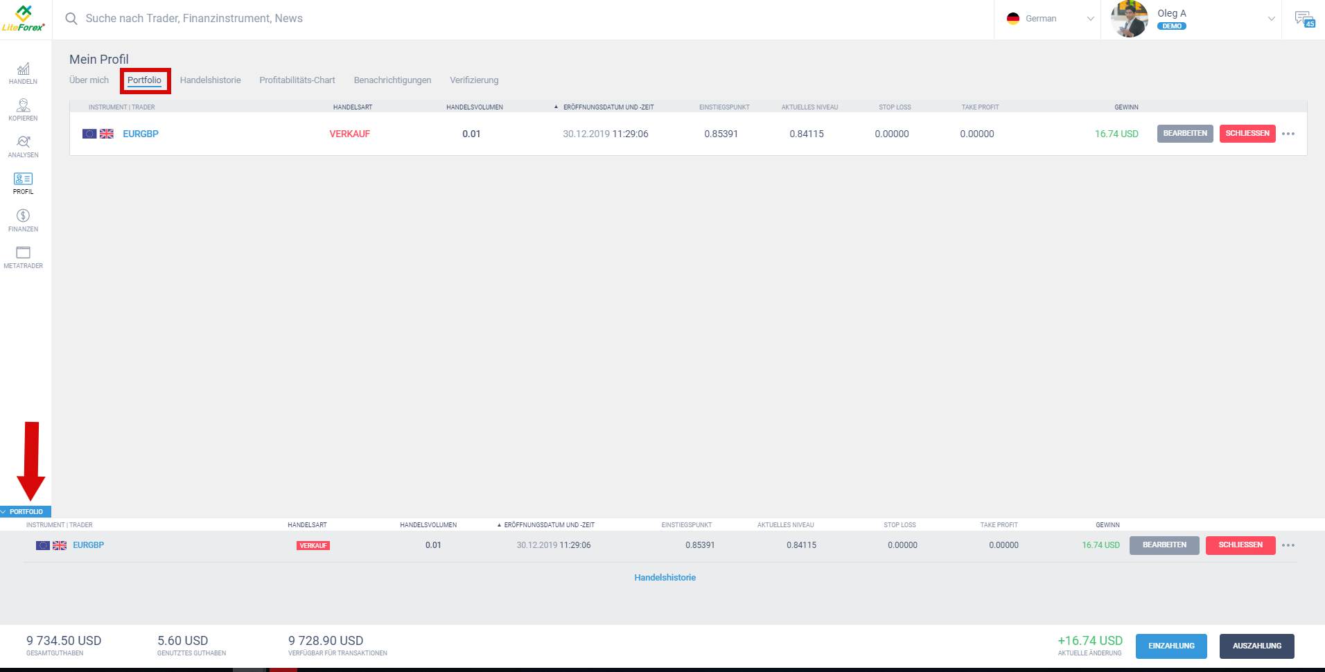 LiteForex: 3. Überblick über den Kundenbereich nach der Registrierung