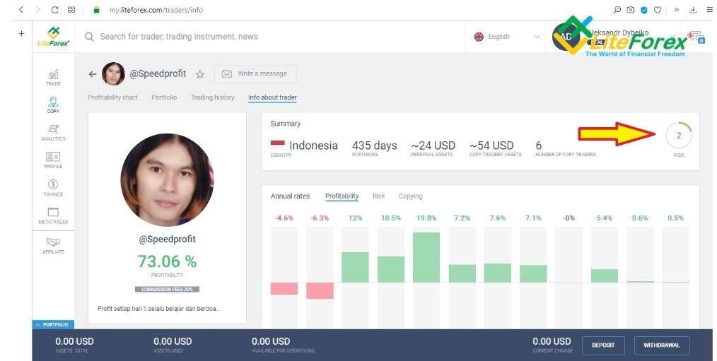 LiteForex: Kryteria bilansowania portfela inwestycyjnego portfela przy kopiowaniu transakcji