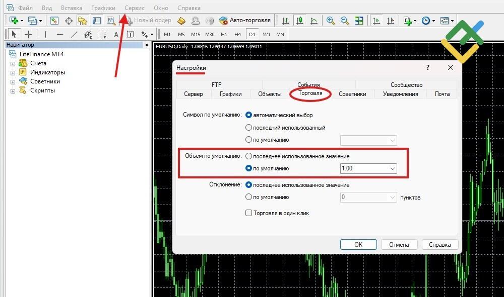 LiteFinance: Установка лота в МТ4 и MT5