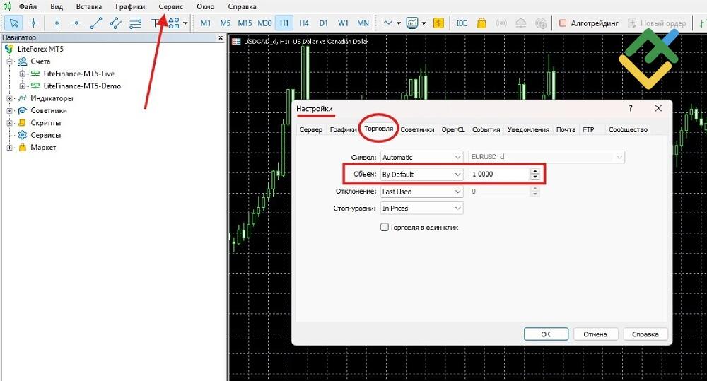 LiteFinance: Установка лота в МТ4 и MT5