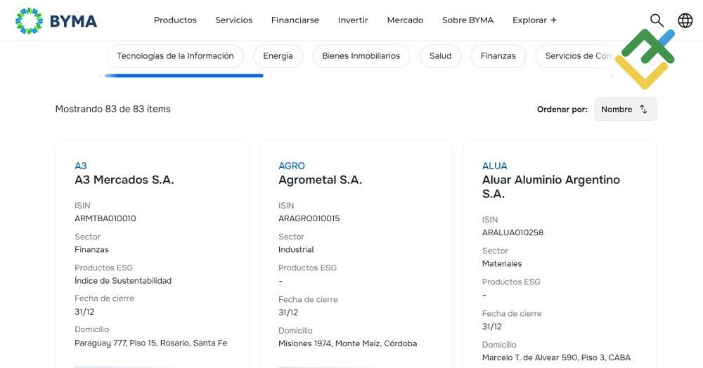 LiteFinance: Paso 4: seleccionar las acciones argentinas para comprar
