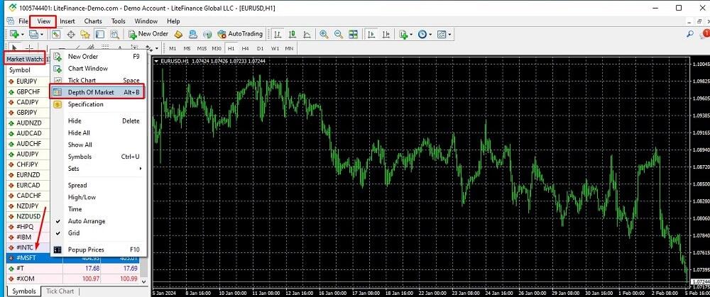 LiteFinance: MT4 va MT5da narxlar stakanini qanday ochish mumkin