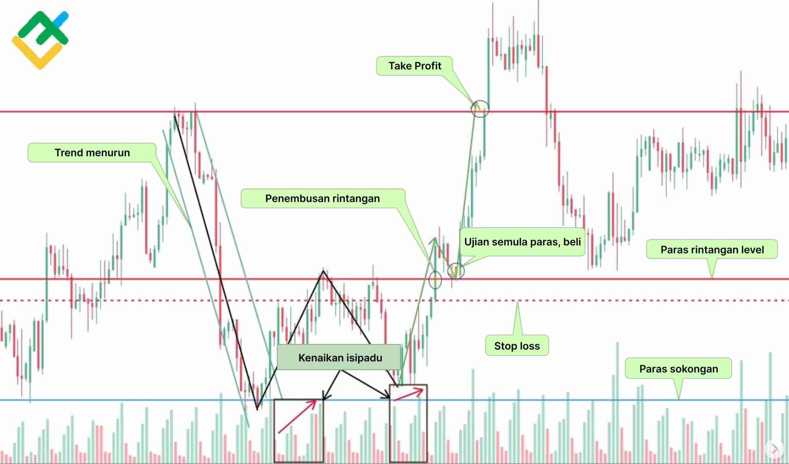 LiteFinance: Bagaimana cara berdagang corak double bottom