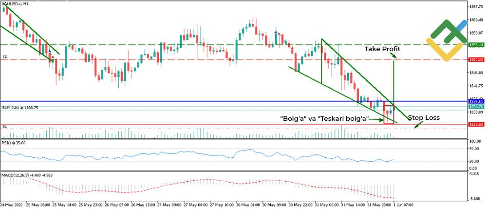 LiteFinance: Foreksda shamli modellar bo'yicha savdo qilish misoli