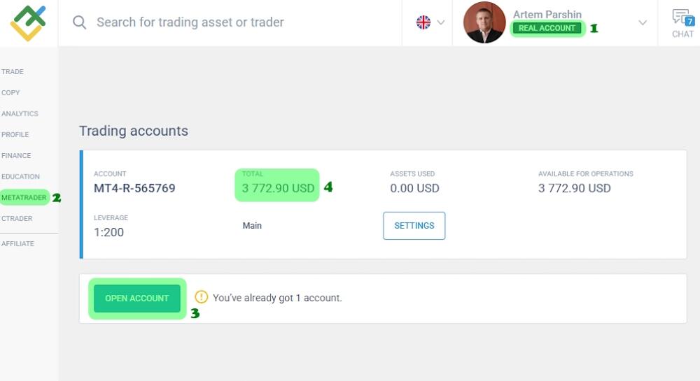 LiteFinance: Шаг 4: Пополните счет и установите торговый бюджет