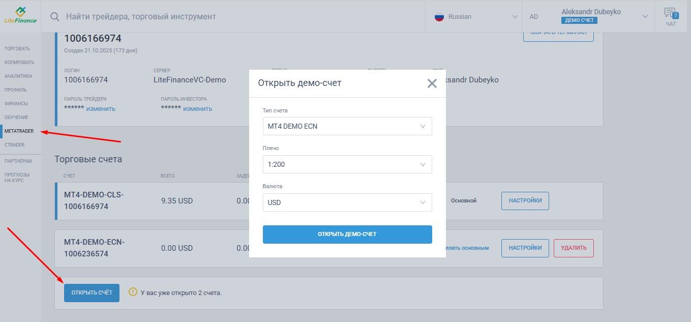 LiteFinance: MetaTrader