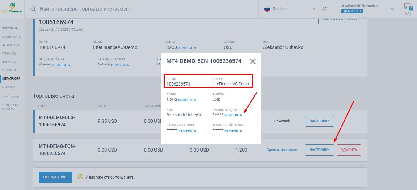 LiteFinance: MetaTrader