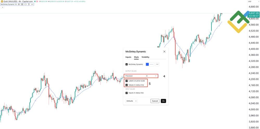 LiteFinance: Как настроить McGinley Dynamic индикатор