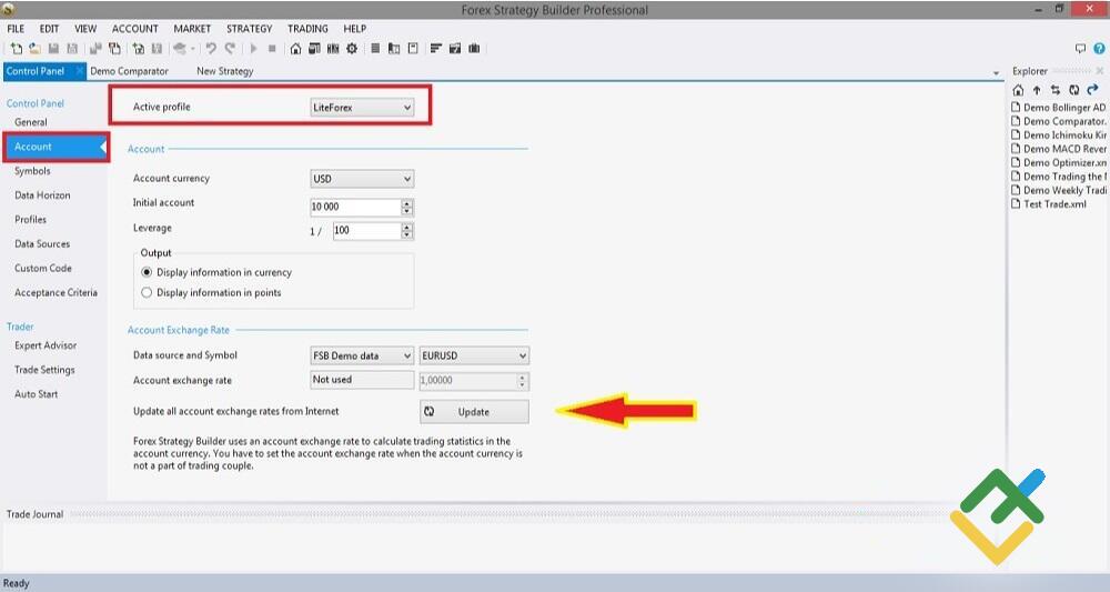 LiteFinance: 1. Hesap ayarları