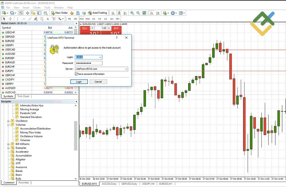LiteForex: 4. Schritt - Im Konto einloggen