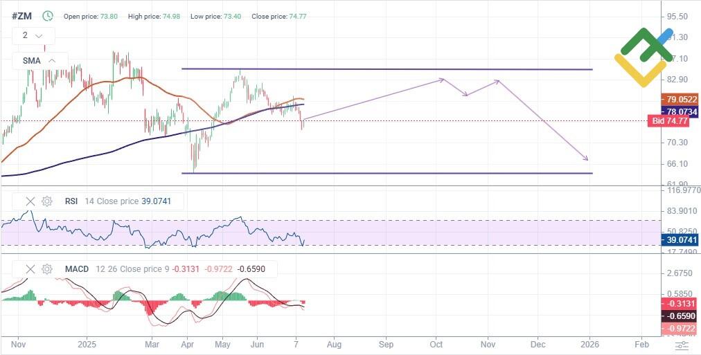 LiteFinance: Perkiraan Harga Saham Zoom untuk Tahun 2025 Berdasarkan Analisis Teknis