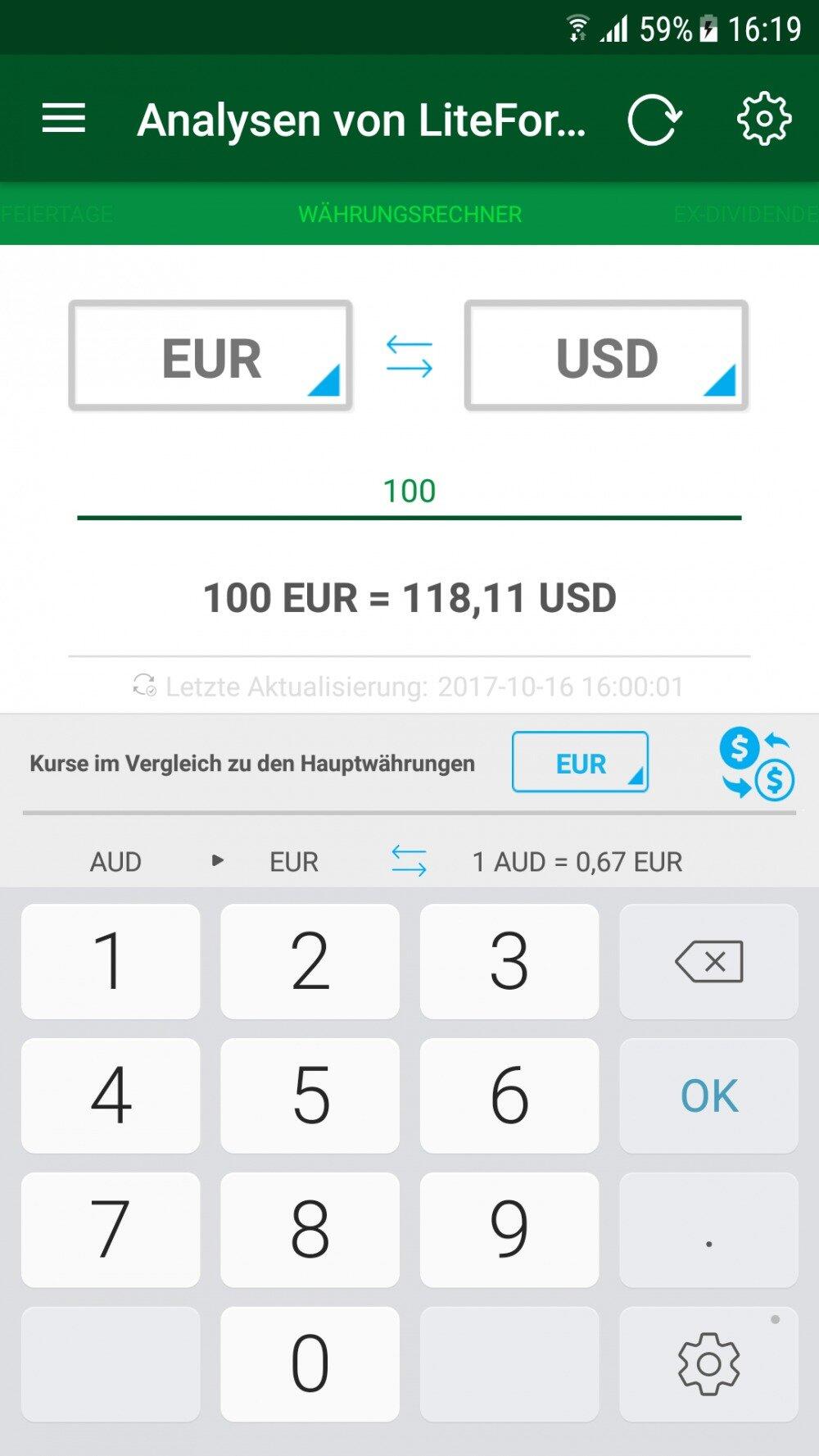 LiteForex: Kalender, Leitzinsen, Feiertage