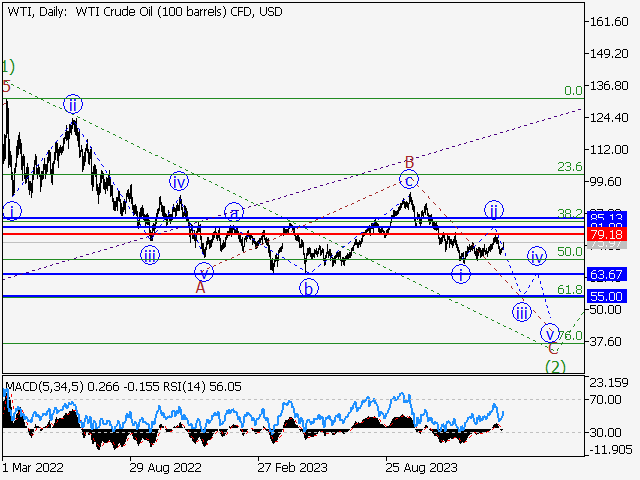 WTI Crude Oil: волновой анализ и прогноз на 09.02.24 – 16.02.24