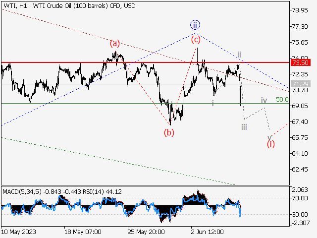 WTI Crude Oil: Волновой анализ и прогноз на 09.06.23 – 16.06.23