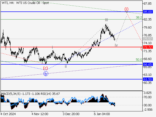 Волновой анализ и прогноз форекс на 24.01.25 – 31.01.25 WTIH4 - Волновой анализ и прогноз форекс на 24.01.25 – 31.01.25